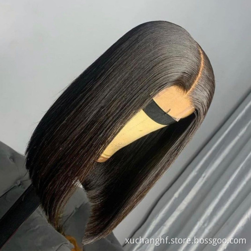 HF Cheap Price Yaki Blunt Closure Bob Wig,Blonde Bob 1B/613 Lace Front Wig,Silky Straight Wave Original Lace Human Hair Wig